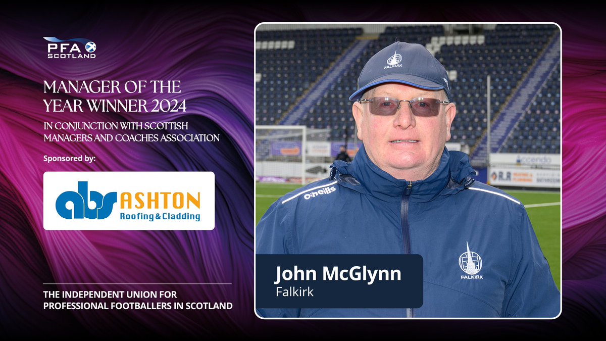 PFA Scotland Manager of the Year winner 🏆

As voted by the managers…

John McGlynn - Falkirk

<a href="/AshtonBuilding/">Ashton</a> #PFASAwards
