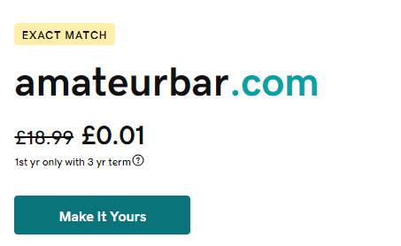 🚨👇Expired & available: AmateurBar.com
Bit of an odd selection here, but it's taken in 5 TLD's, is 20 yrs old, has loads of backlinks and is generic enough to apply to sports or anything...

#domainsforsale #domains #digital #domainname #internet #web