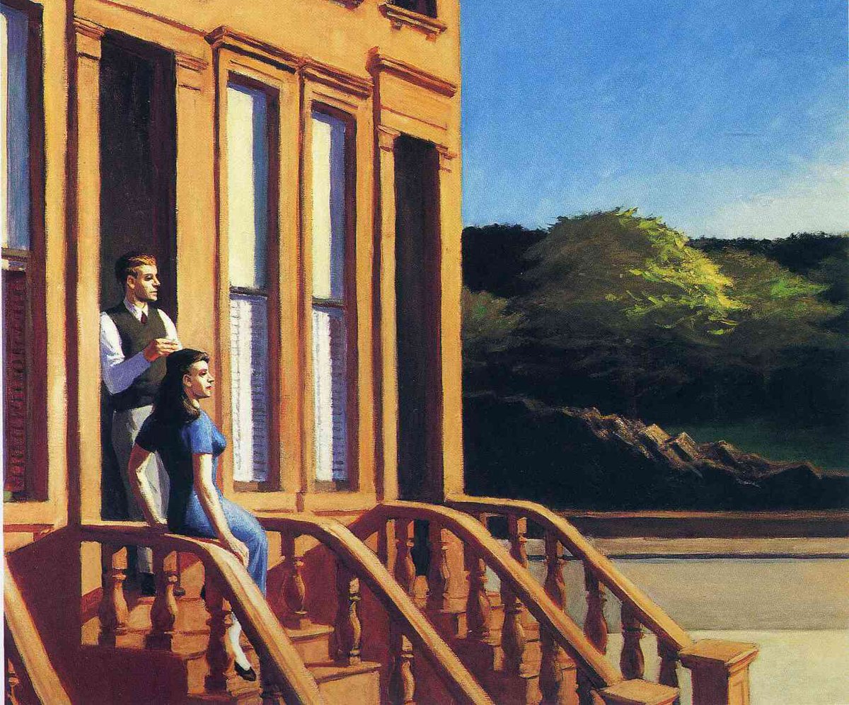 Sunlight on Brownstones, 1956 Get more Hopper 🍒 linktr.ee/hopper_artbot