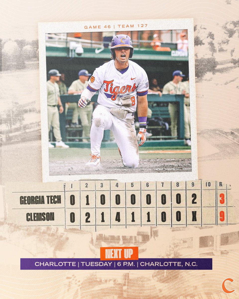 ENERGY S̶U̶N̶D̶A̶Y̶ WONDAY⚡️ #Clemson wins the series over Georgia Tech!✅ STORY ➡️ bit.ly/3JP6DBu