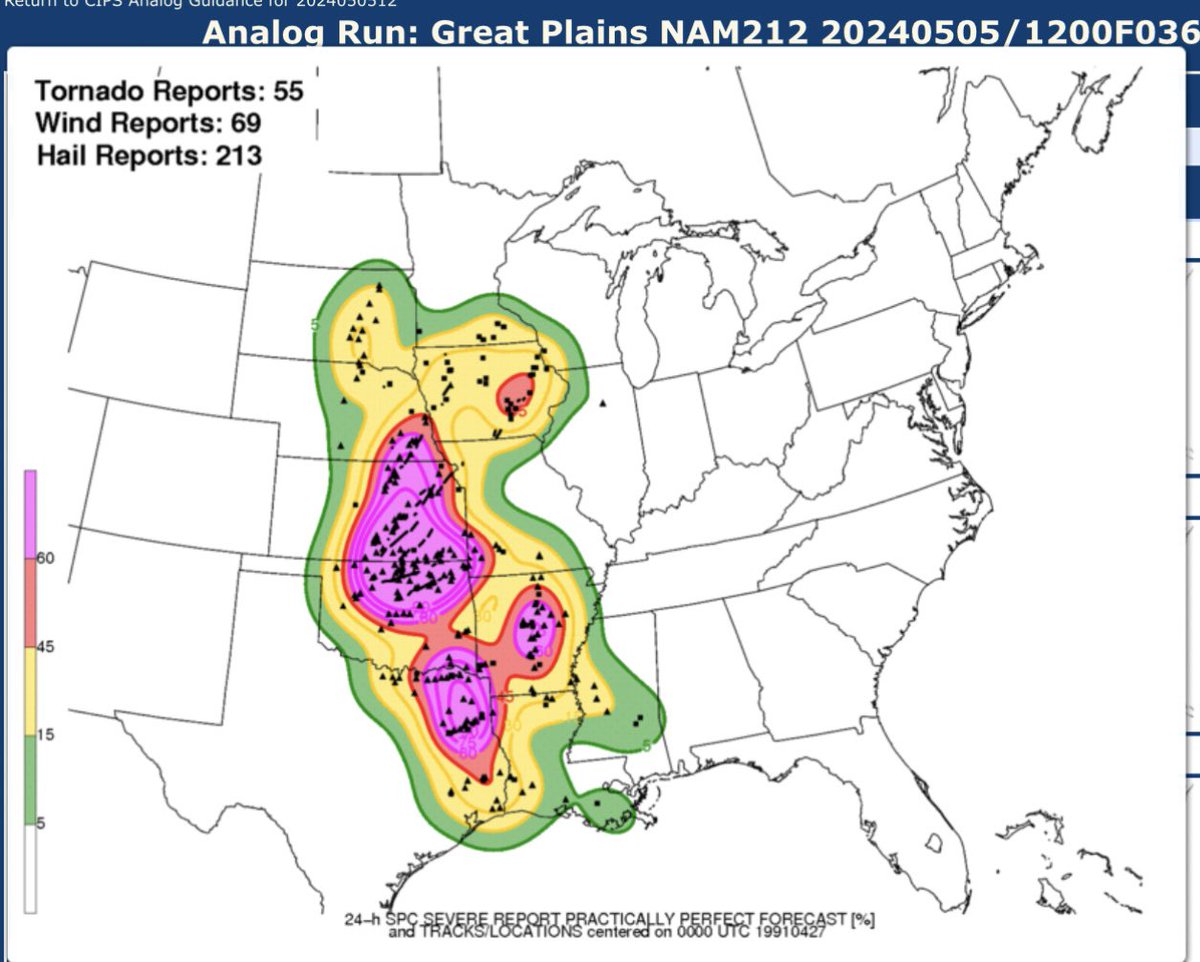 The #1 analog for tomorrows outbreak is 4-26-91! I chased this event. I was able to film three different EF-4 that day across northern OK! Sometimes history repeats itself. Everyone please be safe tomorrow. #okwx #kswx