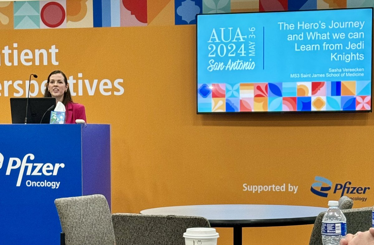 Now at #AUA24: Future doctor and advocate extraordinaire Sasha Vereecken explaining what we can learn from Jedi Knights as hidden heroes who support patients and their care team. @vereecks #patientadvocacy, @GMA @ON_Health_TO @SWIUorg