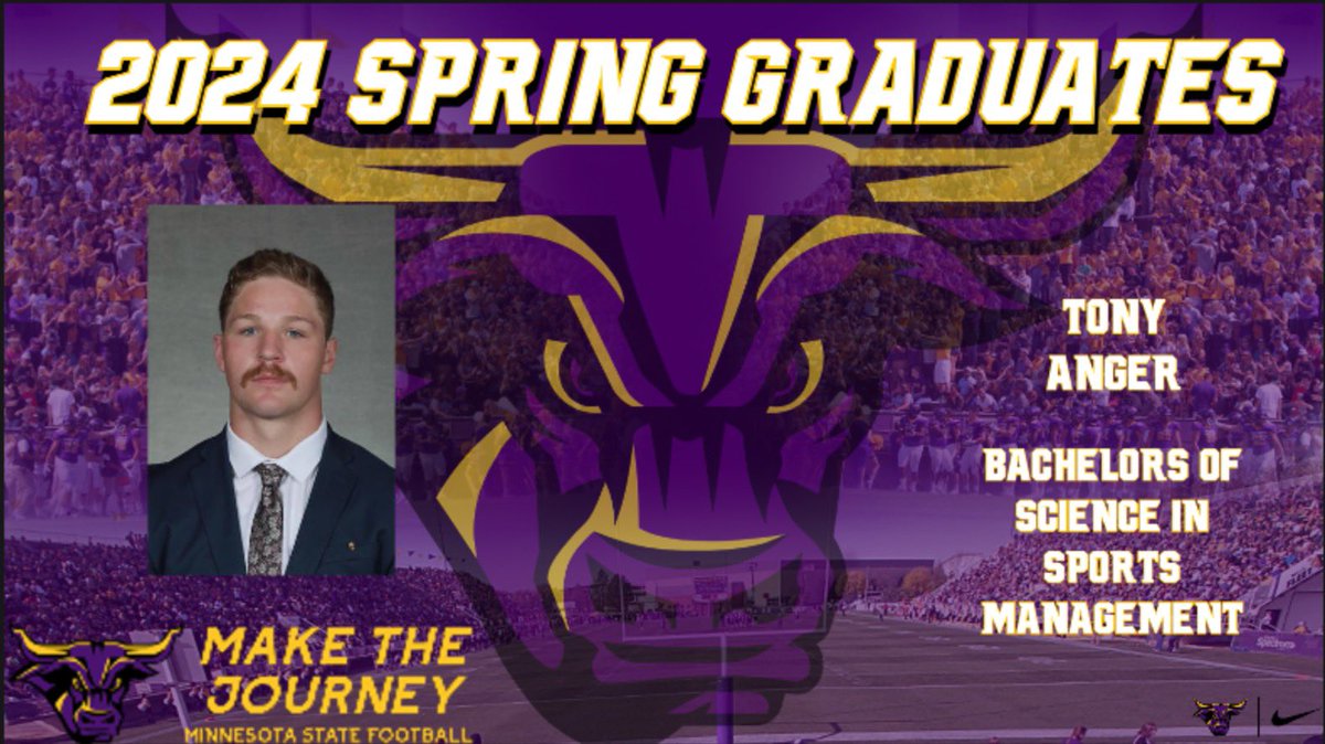 It was a big weekend for our student-athletes who completed an academic journey and goal by graduating. @MinnStFootball would love to wish a congrats to @TonyAnger2 ! We are all very proud of you and look forward to your Sr yr of 🏈! 🤘🏽😈 #MadeTheJourney #HornsUp #Alum #MavFam