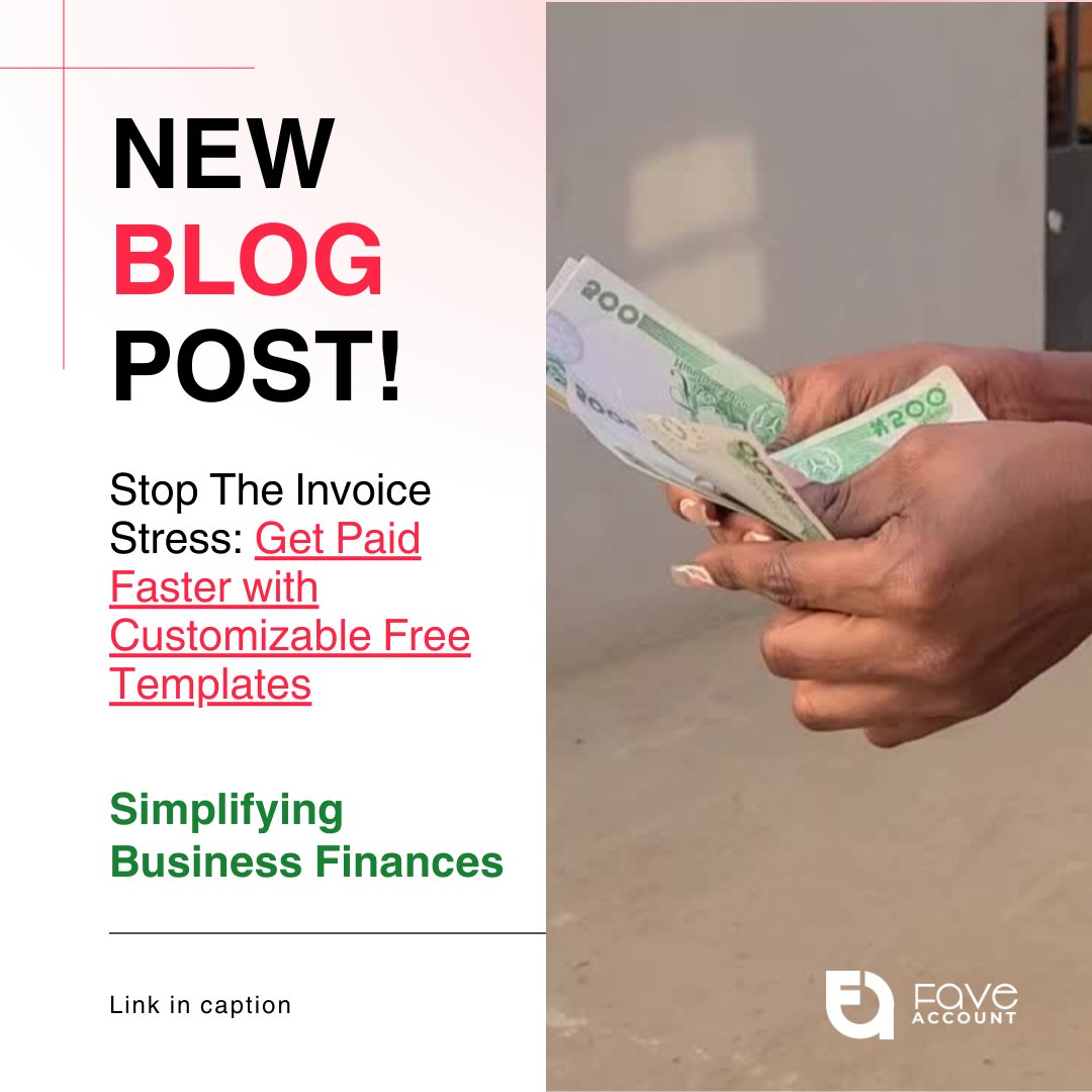 fave_account's tweet image. Our new blog post shows you how to get paid faster with FREE customizable invoice templates. ➡️bit.ly/4b5MbZ6 #FaveAccount #FreeInvoice #ProfessionalServices #Freelancing #Consulting #BusinessServices #B2B #Entrepreneurship #NigeriaBusiness #Efficiency #Productivity