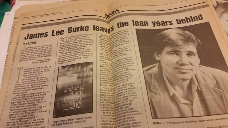 Congrats to @JamesLeeBurke, whose FLAGS ON THE BAYOU just won the Best Novel Edgar Award. Recently found this again, an intvw. I did with him for The Asbury Park Press way back in June 1990, after he won his 1st Best Novel Edgar for BLACK CHERRY BLUES. shorturl.at/syFPU