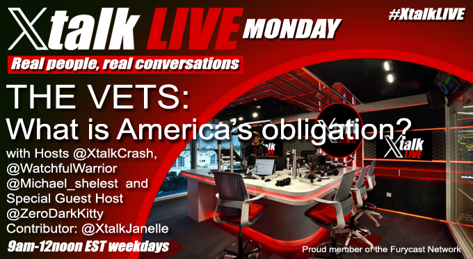 Join @XtalkLIVE Monday at 9AM EST on #XSpaces for a real conversation about our military veterans and what our obligation is (or should be) to them, after leaving service. #America #VeteransLivesMatter #VeteransDeserveBetter