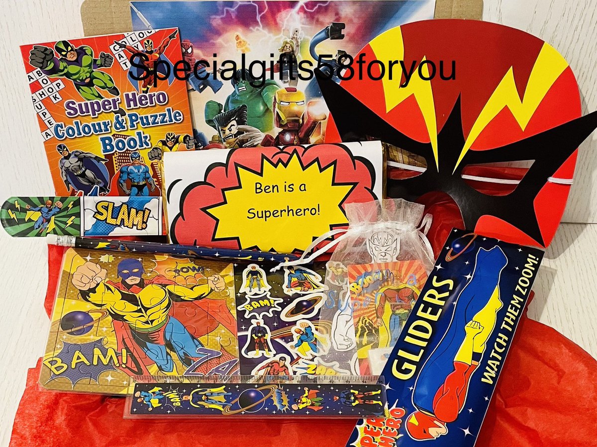 Perfect Superhero Gift. Filled with fun activities and personalised chocolate bar. 
Ideal for any occasion.

ktspecialgifts.etsy.com/listing/109789…

#superhero #superherogift #personalisedgift #getwellsoon #birthday #yourasuperhero #activitygift #letterboxgift #sale #party #superherocolouring