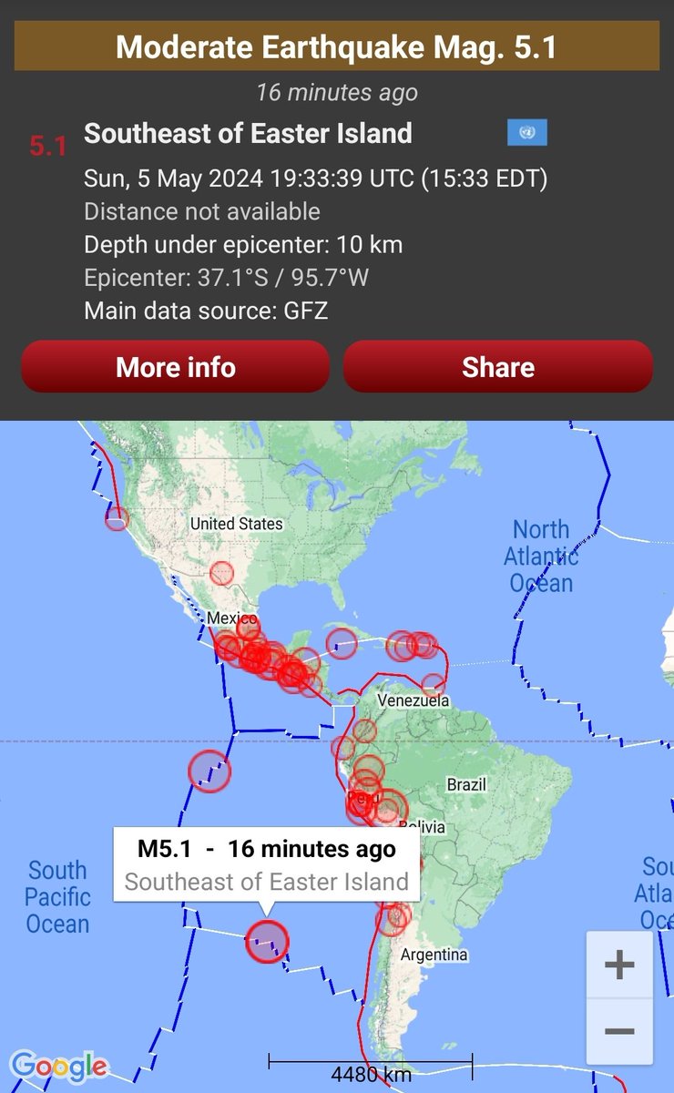 SIGNIFICANT LARGE Earthquakes taking place AT EASTER Island!
A place said to be an area where 
'Advanced Technology' is tested!
KEEP an eye out for another Antarctica Anomaly and BUOY effects in BOTH areas!
#Easterisland #earthquake #frequency #Anomaly