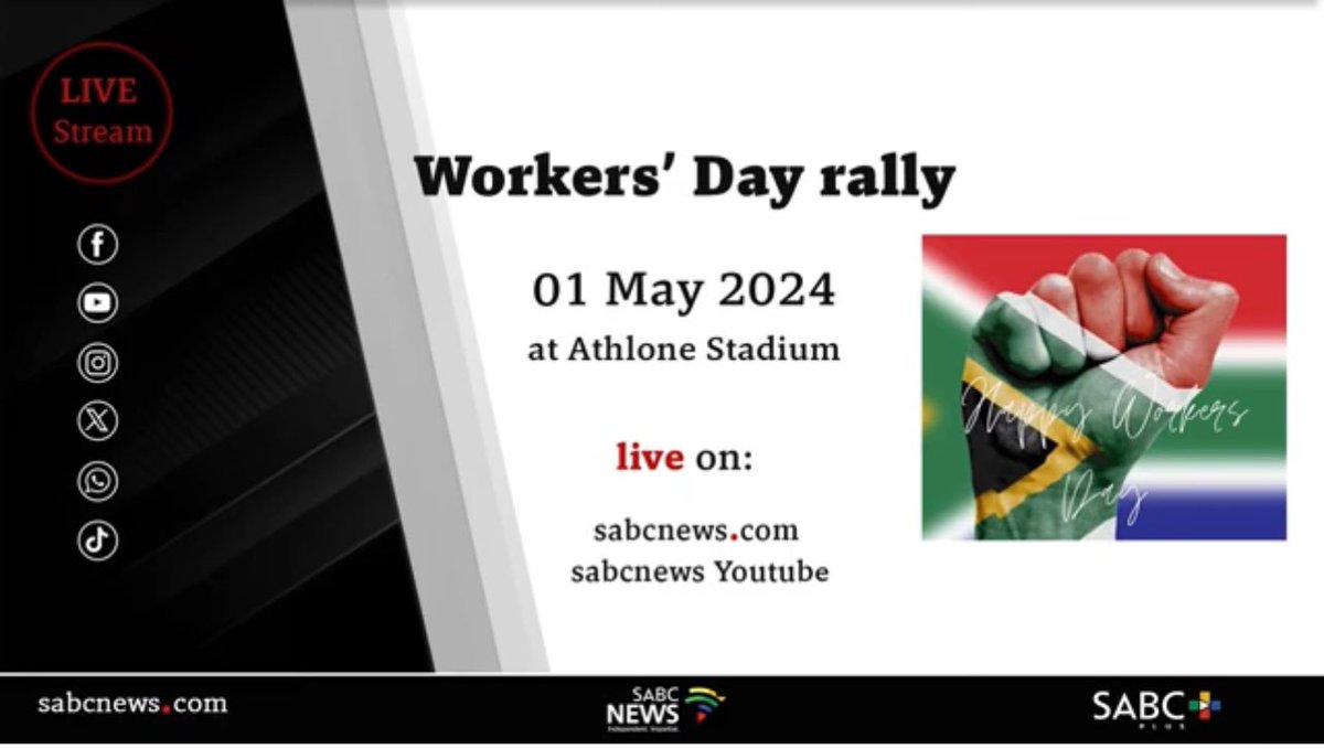 SABC news has live broadcast the workers day rally that has been hosted at the athlone stadium in Cape Town 

#WorkersDay #rally #SouthAfrica