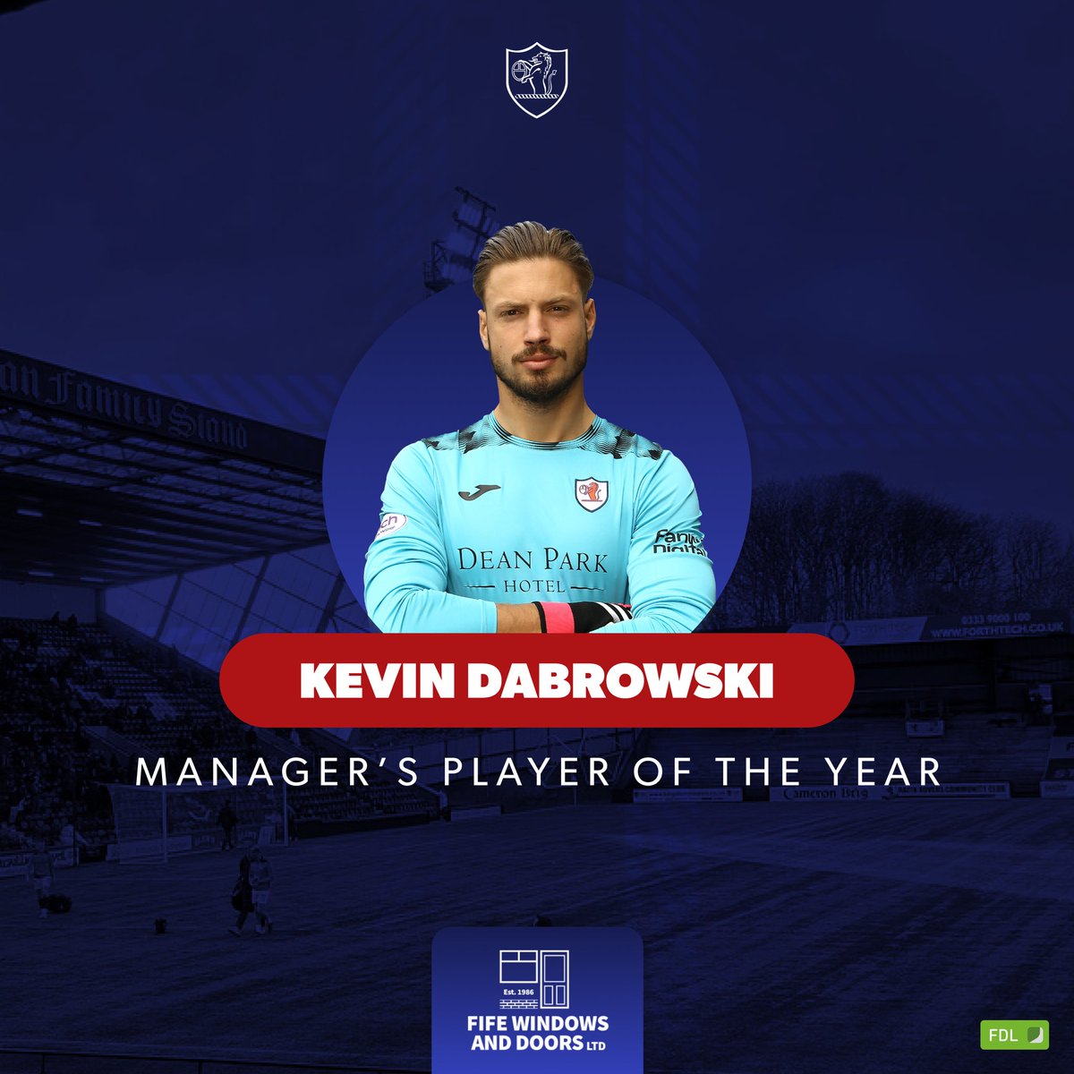RaithRovers's tweet image. 🏆 Manager’s Player of the Year

Ian Murray’s Player of the Year is Kevin Dabrowski.

Kevin has been a huge presence both on and off the pitch this season, coming up with some amazing saves and 15 clean sheets.

Congrats, Kev!

🤝 @Fife_Windows 

#YouBelong
