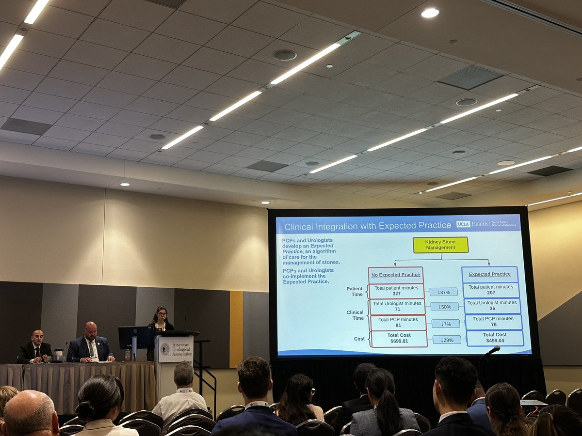 MS1 heavy hitter Cecilia Wada with best poster highlighting how care integration starting with PCPs substantially lowers cost of kidney stone care. Stones first with plans to expand broadly in urology and beyond @UclaUrology #jonbergman #tarahwoodle