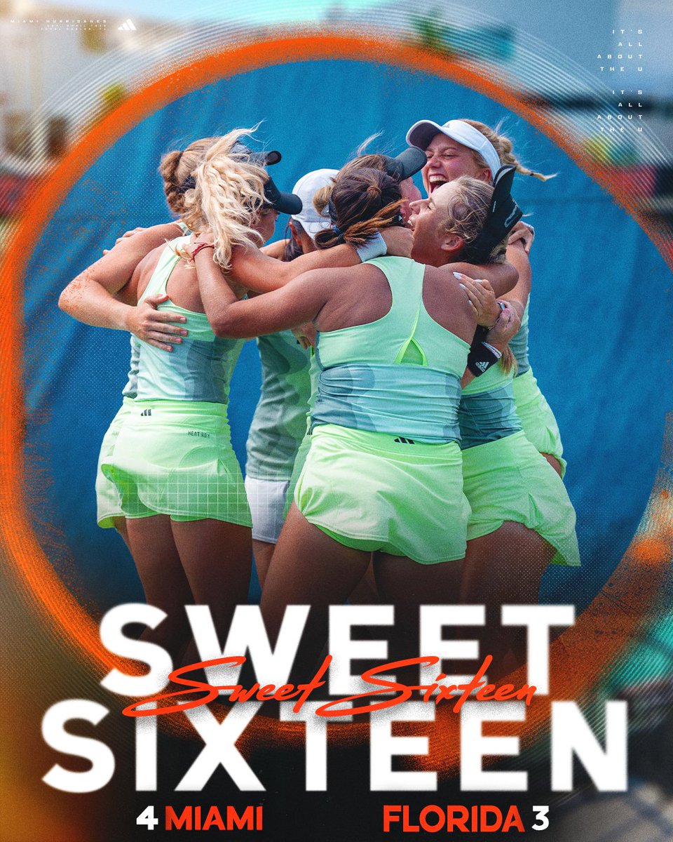 FEELING SWEET 🙌 Miami advances to the Sweet 16 after a 4-3 win over Florida! #CanesWin