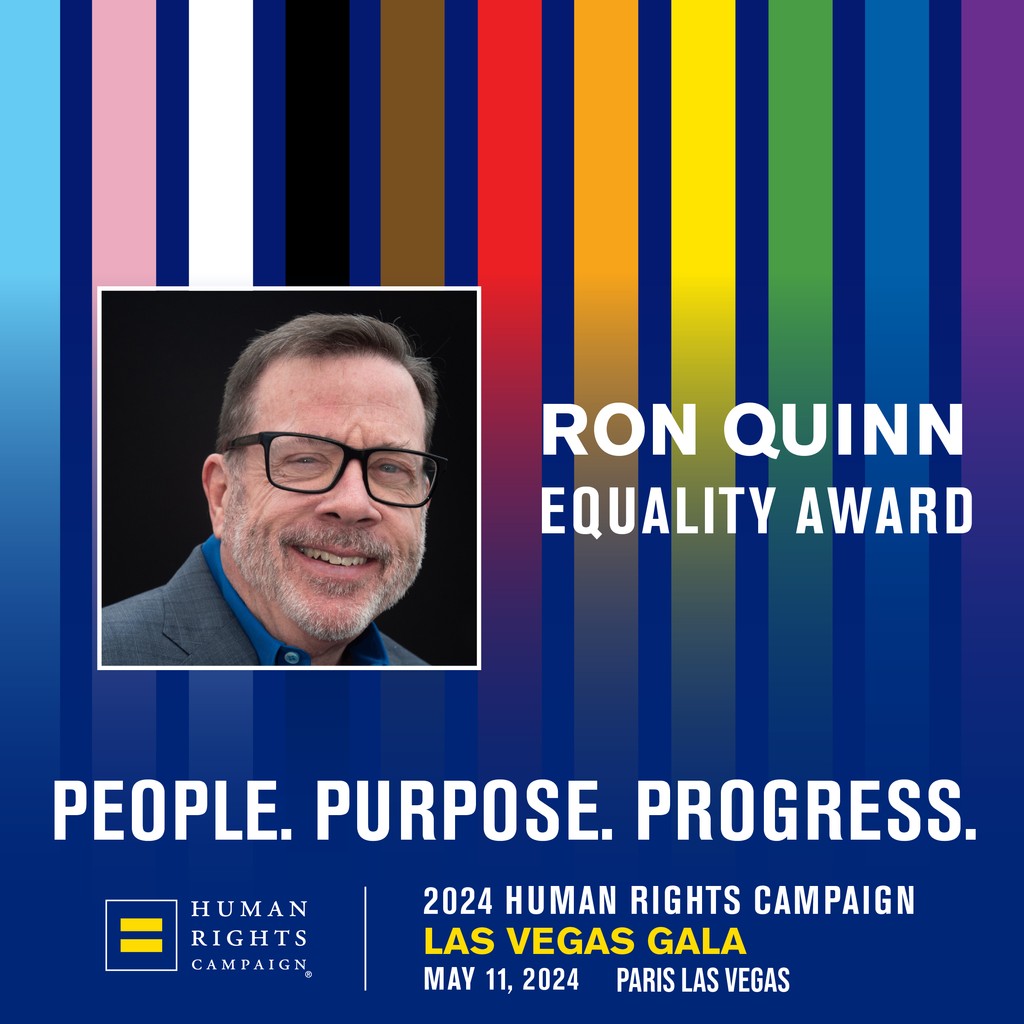 CONGRATULATIONS! One of our 2024 Honorees is Ron Quinn (@rkquinnlv), who will be presented the Equality Award. 2024 @HRCLasVegas Gala May 11, 5:30PM Paris Las Vegas tiny.cc/HRCLasVegasGal… #HRC #HRCLasVegas #LGBTQ #LGBTQIA #Pride #Equality #HRCGala #HRCGala