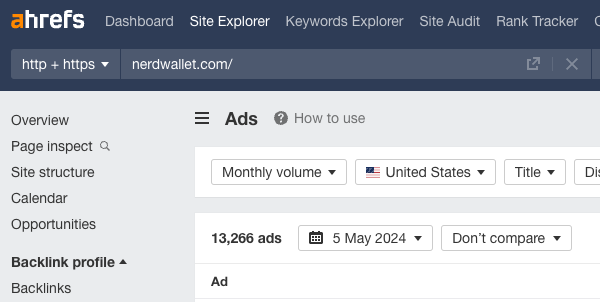 According to @ahrefs @nerdwallet currently has over 13k different ads showing up in Google SERP 👀