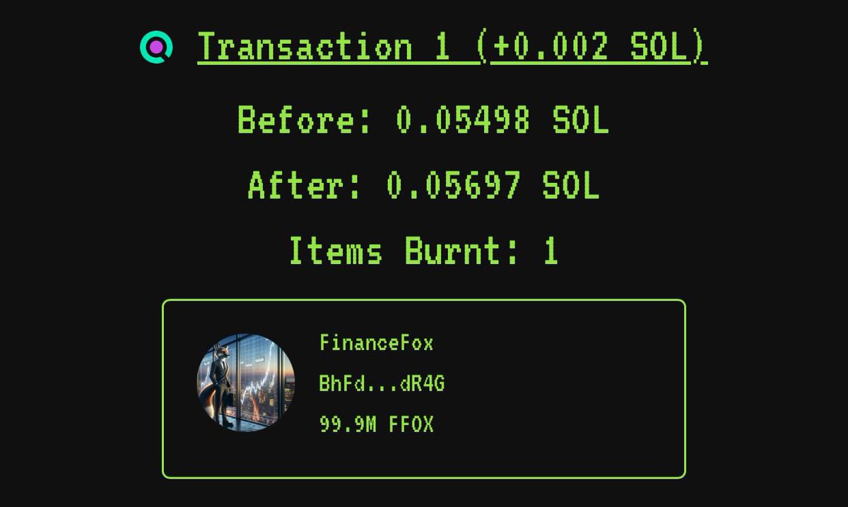 🔥🔥 BURN BABY BURN 🔥🔥

A further 100,000,000 $FFOX has just been burned, 1% of the supply.

The third burn in the last couple of weeks, more to come 🦊

Our $FFOX tokens are becoming more and more scarce - get your bag while you can - the treasure hunt is coming … 🗺️ 🏆💰