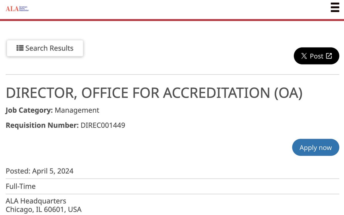 MIND BLOWING! States are moving to remove MLIS degrees from job requirements for library directors. @ALALibrary is fighting against such legislation. ALA has a job listing for DIRECTOR, OFFICE FOR (MLIS) ACCREDITATION: DOES NOT NEED MLIS DEGREE! archive.ph/1ZISY