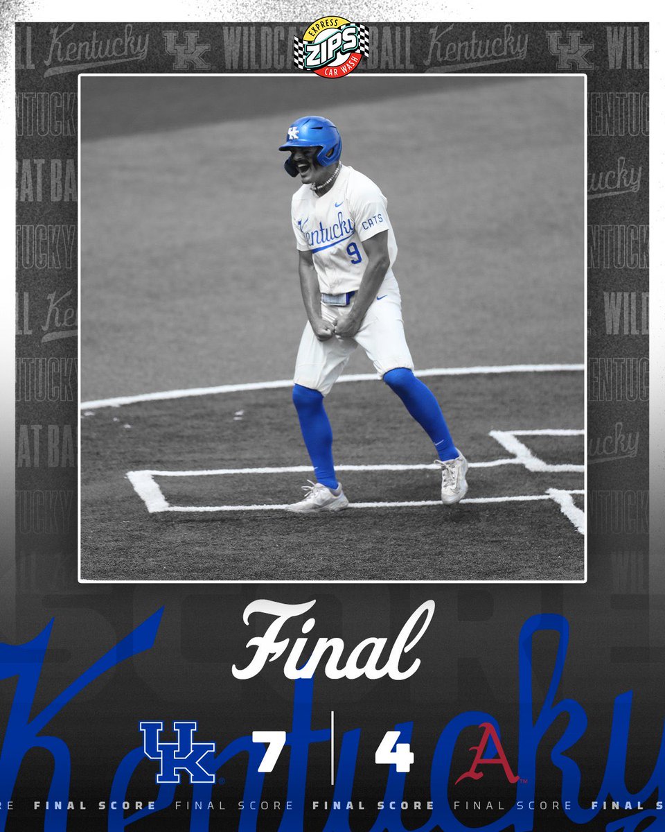 KENTUCKY WINS!!!! Cats take game 3 by a score of 7-4 and win the series over Arkansas They are in sole possession of 1st place in the SEC!!!!!!