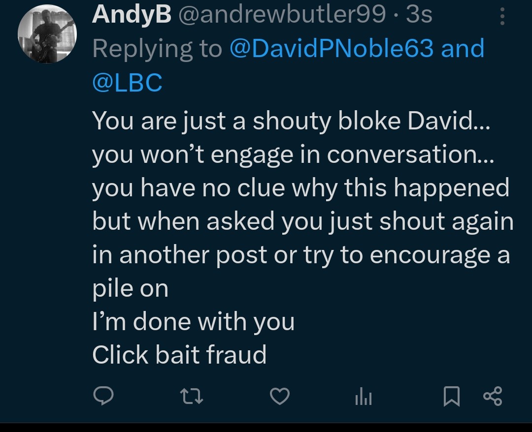 It's have a pop at David day. I'm sharing this as a screenshot so as not to give him air. Not to create a pile on.
When you make a stand you always get pot shots at you.