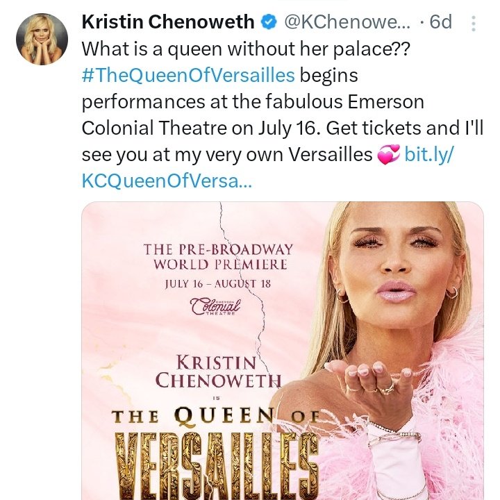 @lidolmix @KChenoweth is the Queen of Versailles.