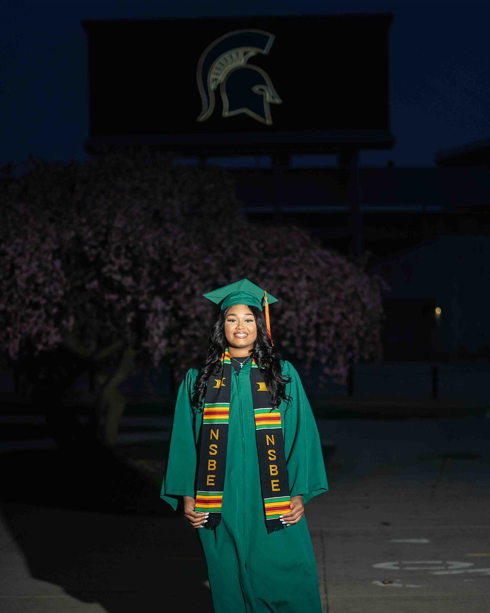 Congratulations Tyra Treadway, who received a bachelor’s degree in mechanical engineering during Commencement. She will be an associate engineer with LyondellBasell in Houston, Texas. Read more about this spring’s graduates at tinyurl.com/4x2eh7df #SpartanGrad24