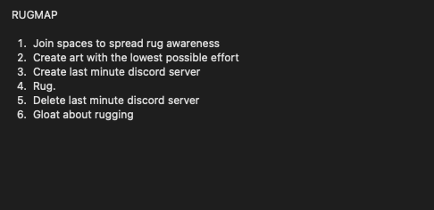 Rugmap Reveal😎

You might be thinking "Why no graphic?"

But what do you care? It's a rug!