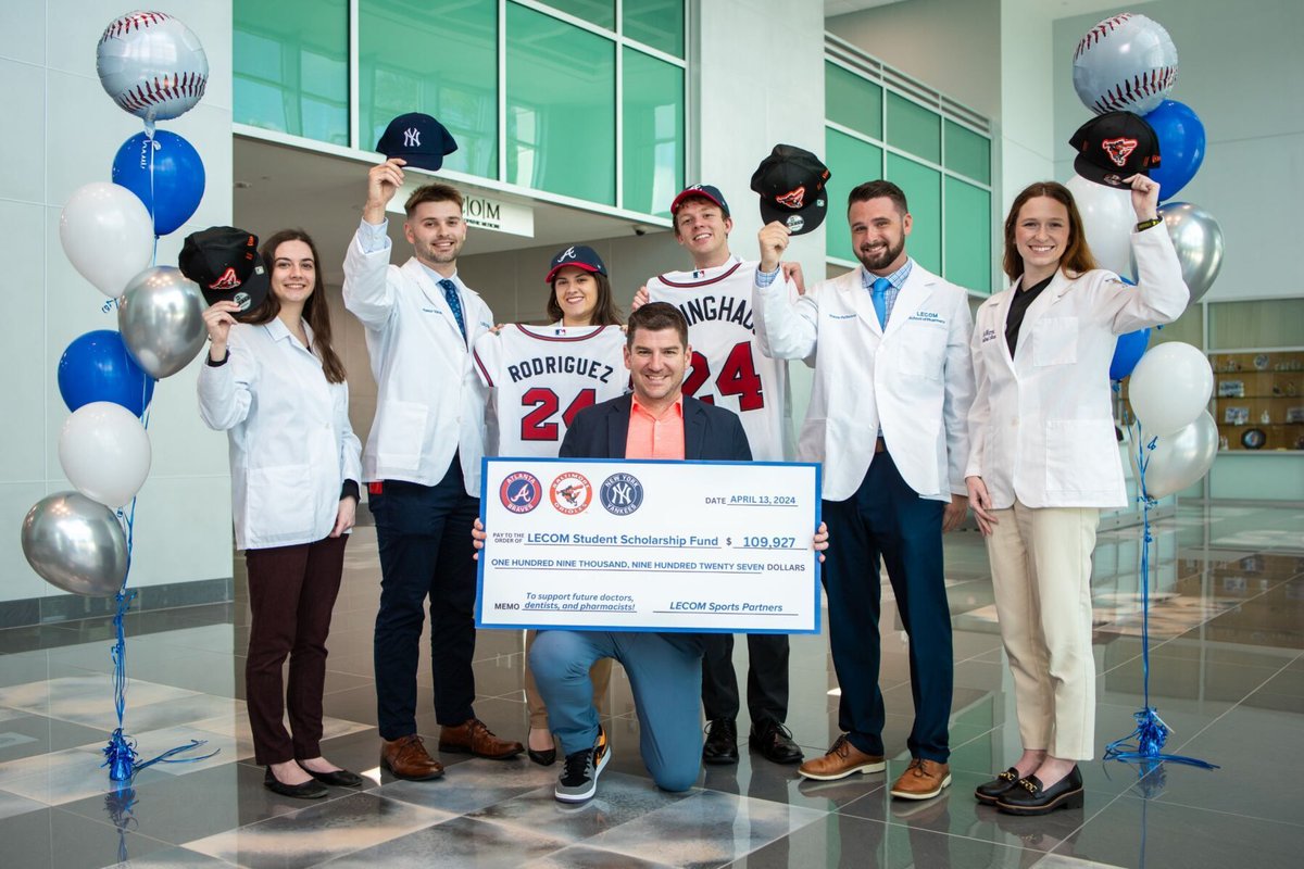 LECOM Students Receive Scholarships from Pro-Team! ​ The LECOM Bradenton campus hosted professional sports team and students for a Scholarship ceremony and luncheon. ​ Officials from the professional sports teams presented the students with scholarship checks during the ceremony
