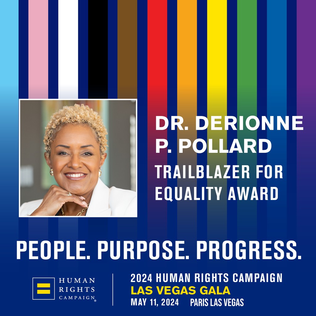 TRAILBLAZER AHEAD! One of our 2024 Gala Honorees is Nevada State University President, Dr. DeRionne P. Pollard (@drdppollard), who will be presented the Trailblazer for Equality Award. 2024 @HRCLasVegas Gala May 11, 5:30PM Paris Las Vegas tiny.cc/HRCLasVegasGal…