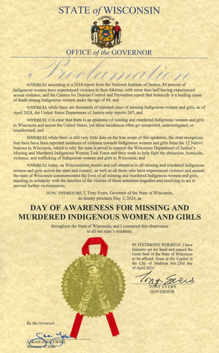 Today, on this day of awareness, we honor and mourn missing and murdered Indigenous women and girls across our state and country and recommit to our work together to prevent violence against Native women and girls and end these senseless tragedies. #MMIWG
