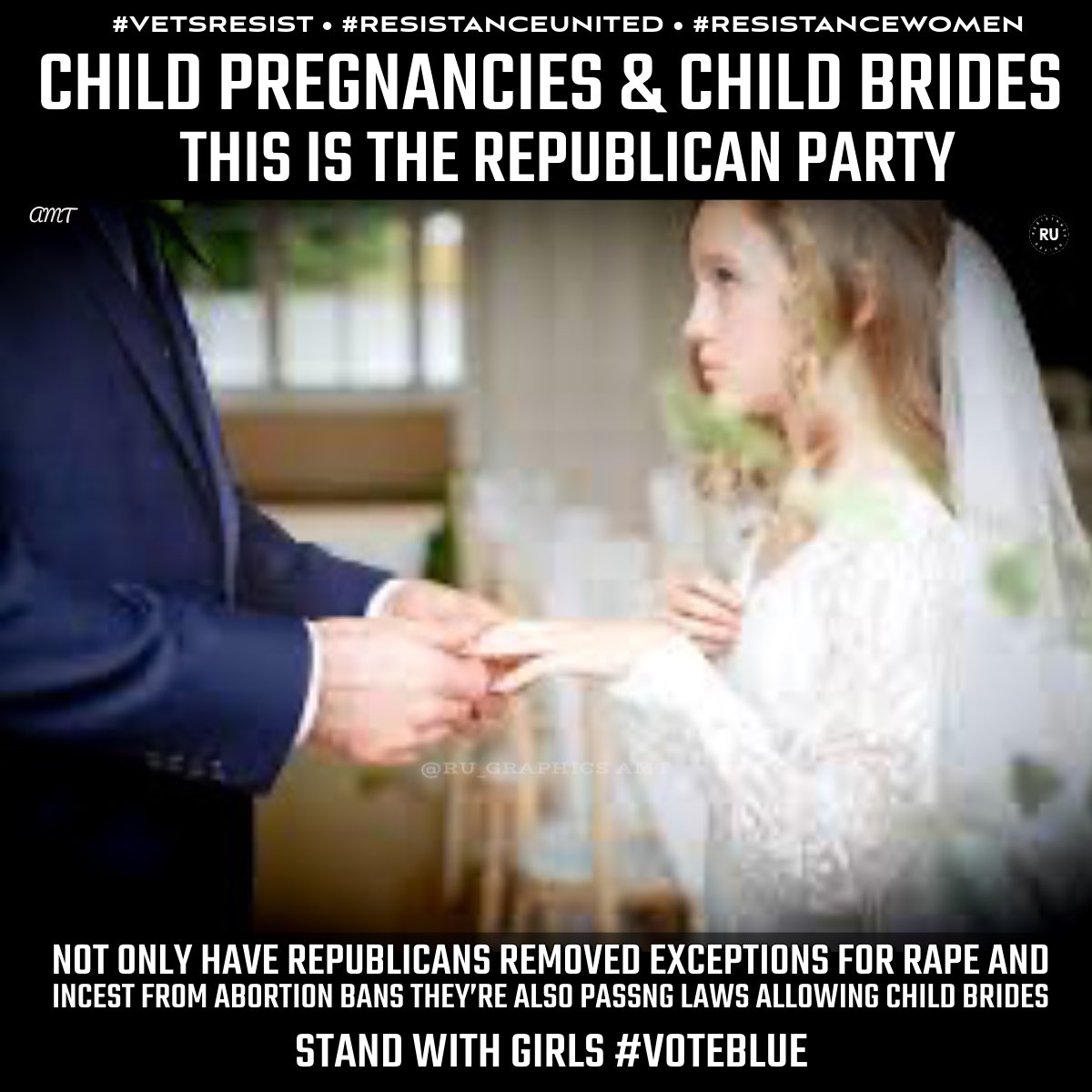 #ResistanceUnited #ResistanceWomen 🤰girls covered up by making them brides This is the sickening Rep agenda we’re seeing around🇺🇸 Where those that committed incest/rape have more rights than the child What will🇺🇸think when need daycares in elementary & MS Stand w/👧#voteblue