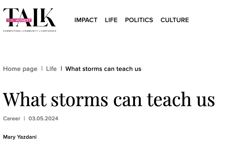 Thanks to <a href="/_TheHonestTalk/">The Honest Talk</a> for posting a powerful and thoughful message from Mary Yazdani. The CEO of <a href="/GenesisLink_Ca/">Genesislink Canada</a>  and <a href="/robosafety/">RoboSafety Canada</a>   
She offers advice on the lessons we can learn from life's storms both for our business and personal lives 
thehonesttalk.ca/life/what-stor…