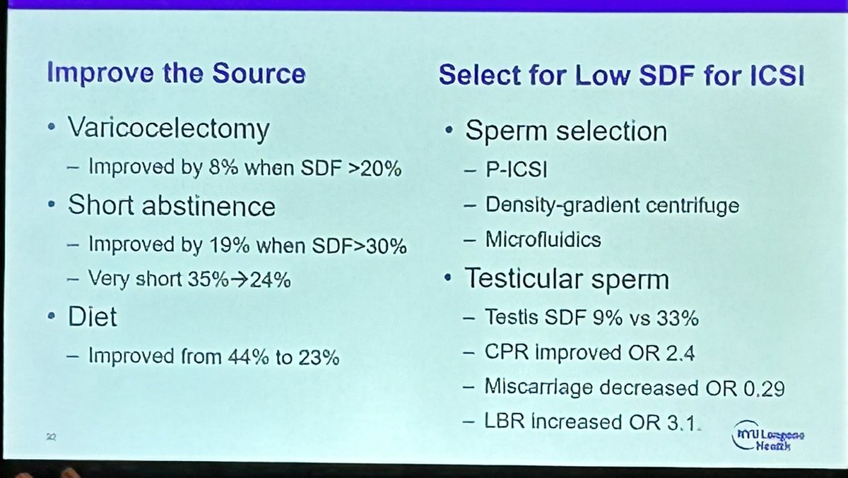 Should everyone be testing sperm #DNA 🧬fragmentation? Not so, says @BobbyNajariMD Testing mainly benefits those w/ recurrent loss. But if you have a risk factor (smoking, diet) consider FIXING IT! #AUA24 @SSMR_malefactor #infertility