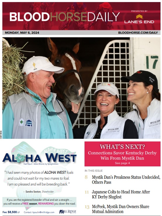 In Monday's #BHDaily:            

Connections Savor Kentucky Derby Win From Mystik Dan
Mystik Dan's Preakness Status Undecided, Others Pass
Japanese Colts to Head Home After KY Derby Slugfest
McPeek, Mystik Dan Owners Share Mutual Admiration

READ MORE →tinyurl.com/BHDaily