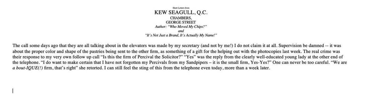 #TheTelephoneCall from my very naughty secretary to the other firm #auslaw #uklaw #nylaw #qldlaw #kewseagullcaws #KSQC