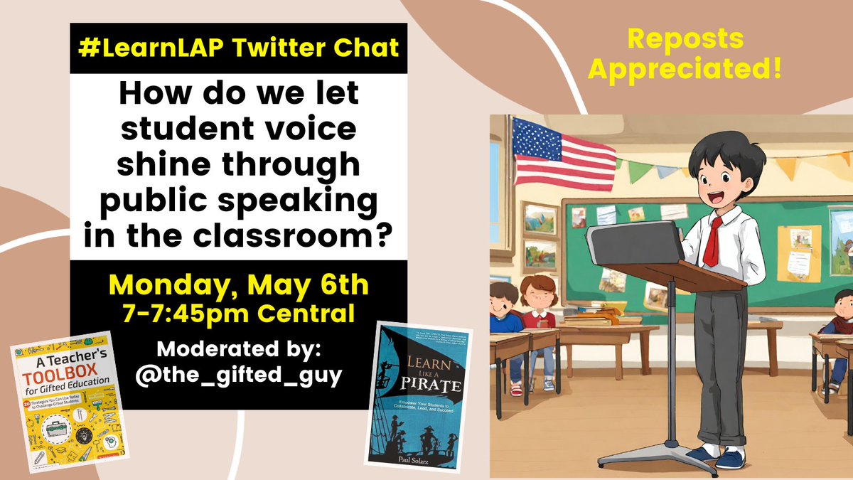 Please join @the_gifted_guy MONDAY at 7pm Central for #LearnLAP!

#blogchat #ccsschat #hsADchat #hsgovchat #iaedchat #mnmasa #oklaed #probchat #txeduchat #CVESDChat #EDthink #WATeachLead #bcedchat #wyoedchat #caedchat #edtech #education #edchat #tlap #elemchat #mschat #LeadLAP