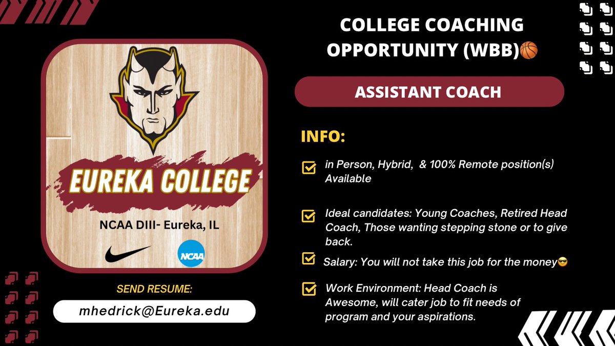 College Women’s BBALL coaching opportunity

This is the “Foot in the door job” we all needed at some point. 

Please share,repost, and if interested- Reach out
@Brock_Alkire @IWUhoopscom @hoijim 
@D3Direct 
#d3hoops
@WHoopDirt