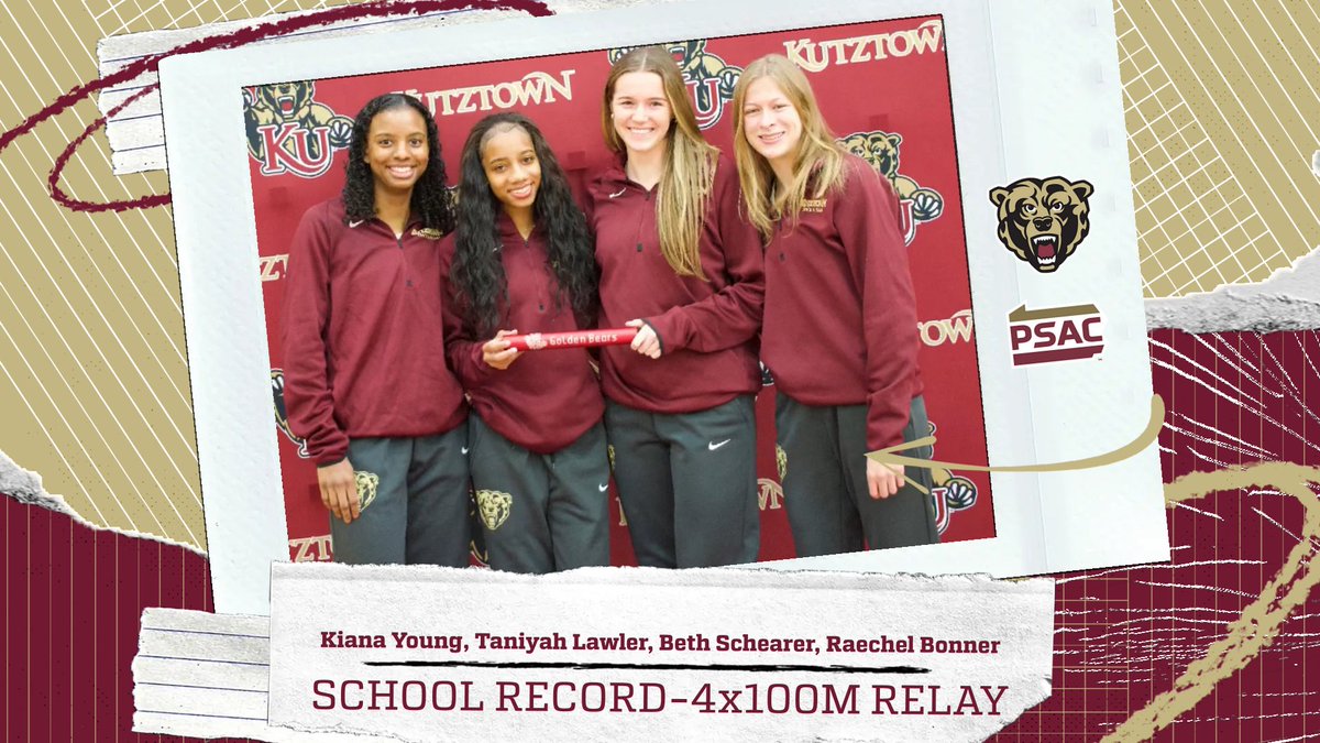 🚨PROGRAM RECORD🚨 Just as they did during the indoor season in the 4x400, the quartet of Kiana Young, Taniyah Lawler, Beth Schearer and Raechel Bonner set a new @KUBearsXCTF program record, this time in the outdoor 4x100 relay at PSACs Sunday! #HereYouRoar