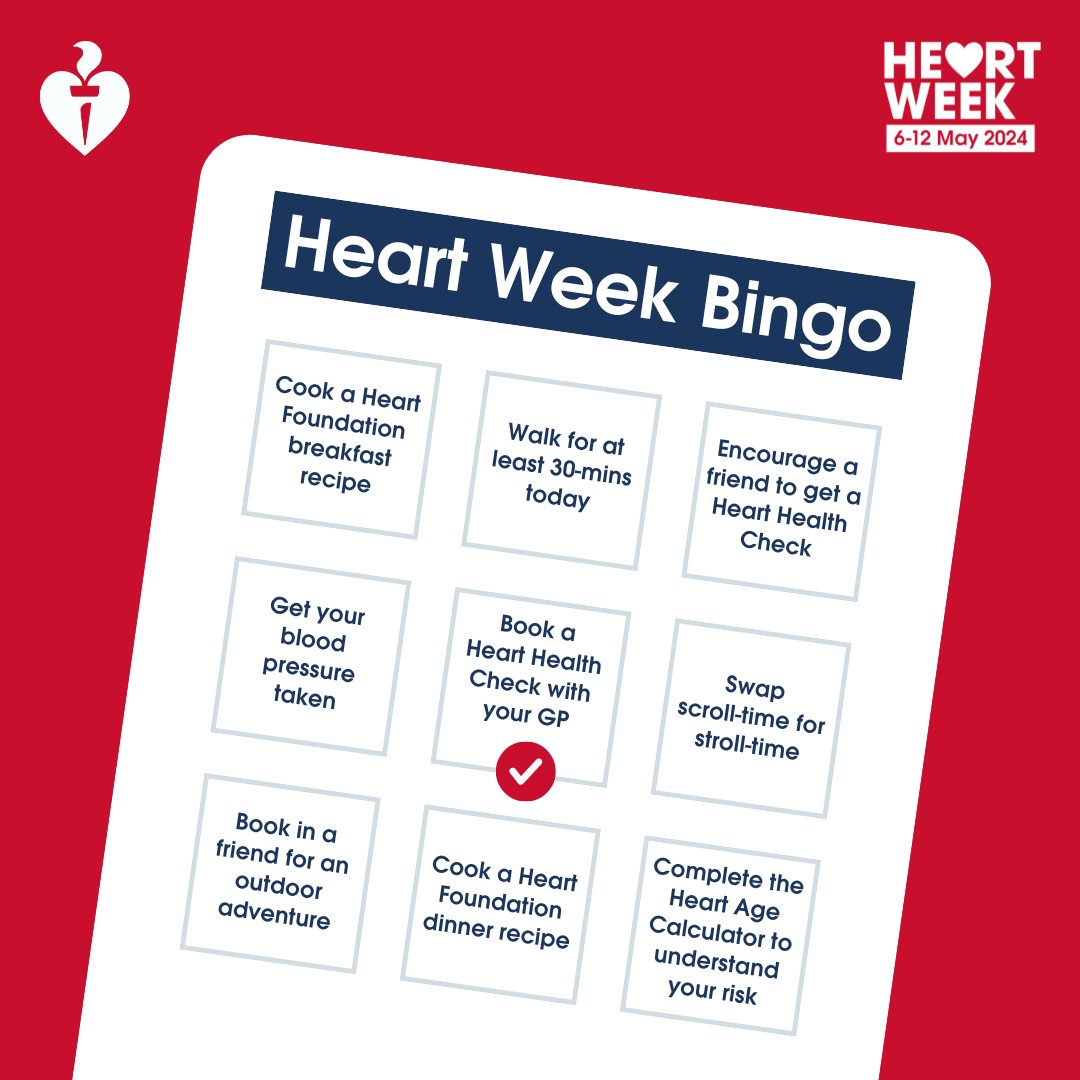 This week is #HeartWeek2024 ❤️ To kick it off, play a game of heart-health bingo 😃 Discover how you can get involved with Heart Week! 📆 👉 pulse.ly/cz3oiaxpkf