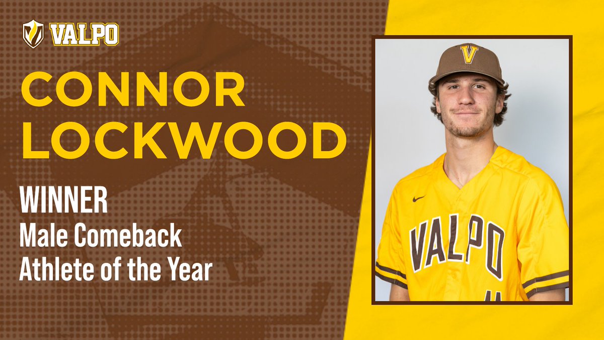 🔙 MALE COMEBACK ATHLETE OF THE YEAR 🔙 @connor_lockwood had Tommy John surgery on April 28, 2023 and returned two months earlier than expected. He worked hard to put himself in a position to help @ValpoBaseball, and won the MVC Pitcher of the Week in early April. #GoValpo…