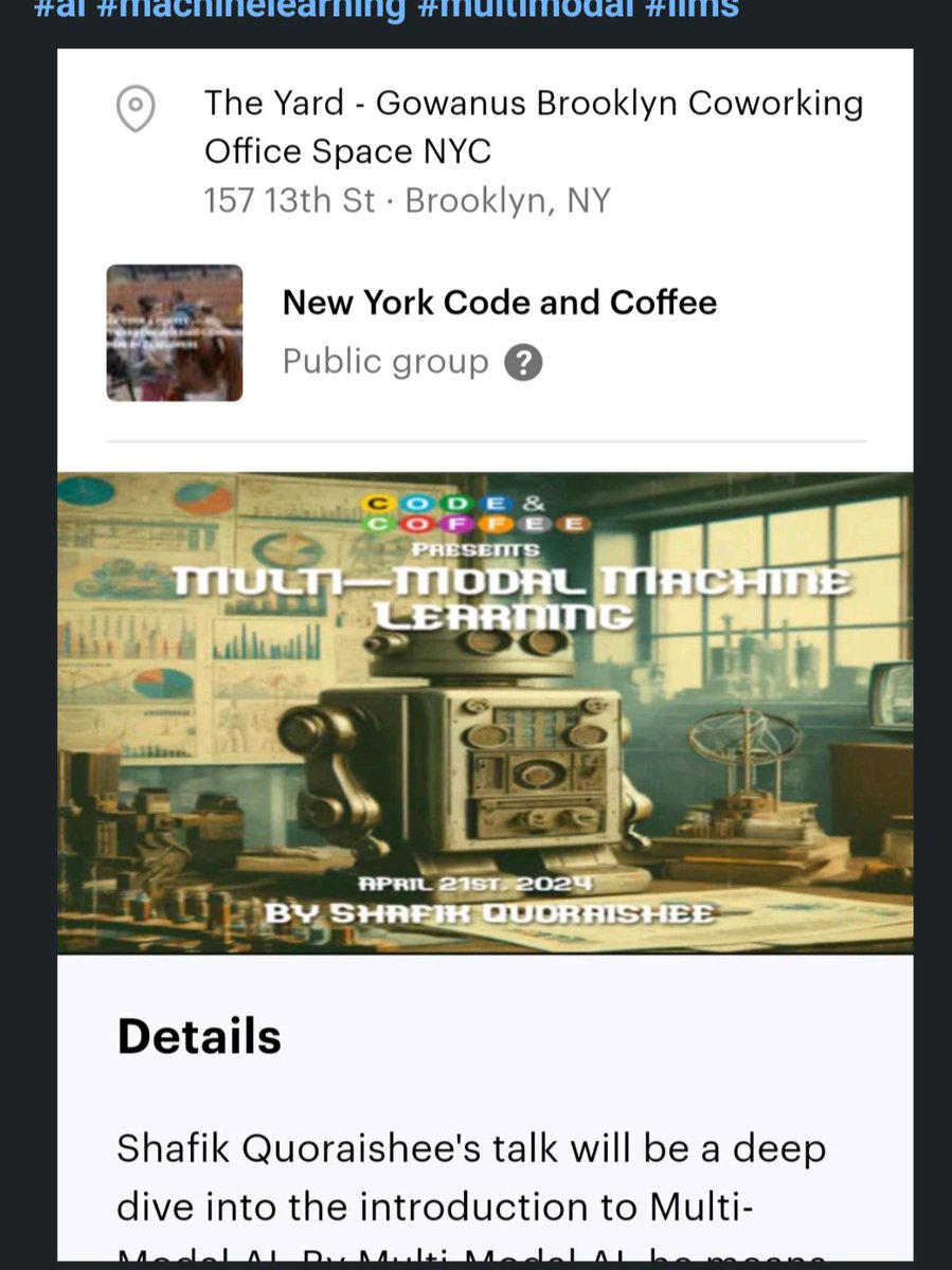 NYC Code and Coffee is such a welcoming venue, especially to people who want to do advanced AI talks on in-depth models and strategies, such as myself! Happy to give talks here #ai #codeandcoffee #ml
