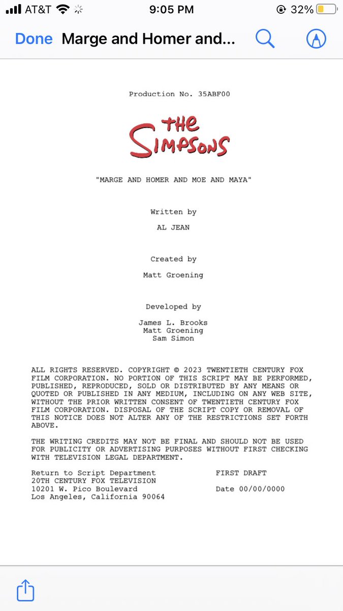 For @TheSimpsons fans of Maya (which definitely include me)… draft of script I’m working on…