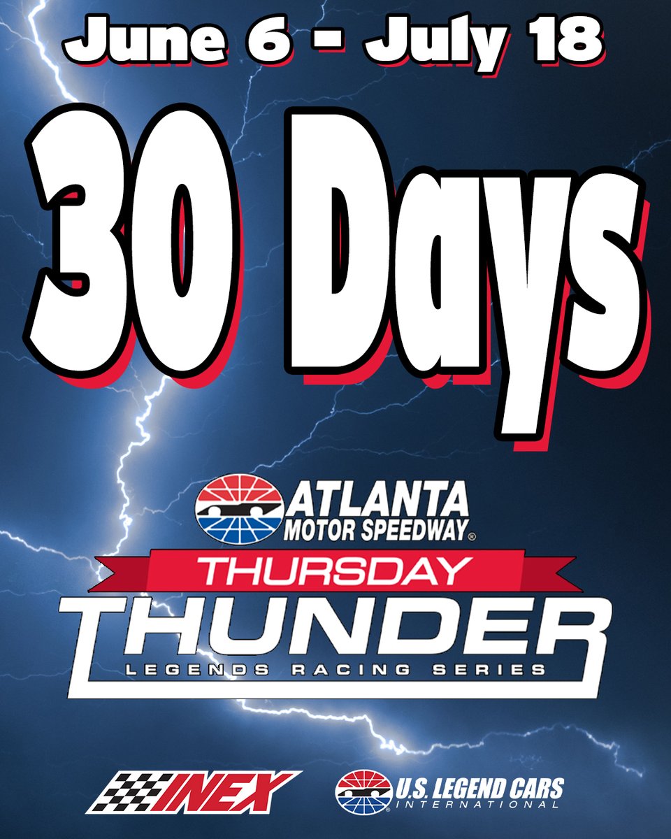 Summer thunders into @ATLMotorSpdwy in 30 days⚡️ #ThursdayThunder | #INEX @legendsofga | #USLCI