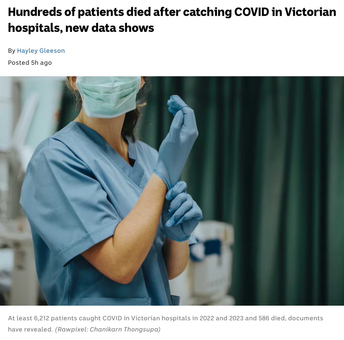 Documents obtained under FOIA reveal 'at least 6,212 patients caught COVID in hospital in 24 months...Of those, 586 died...with men dying at a higher rate than women [11% vs 8%].' Nearly 1 in 10 patients who caught COVID in the hospital died. How can anyone find this acceptable?
