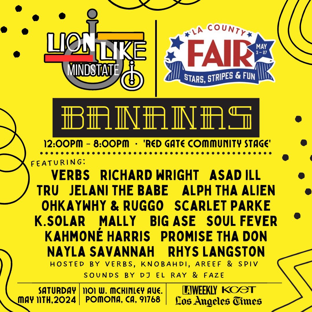 Also happening may 11th w/ @1ruggo 
<a href="/lacountyfair/">LA County Fair</a> 
<a href="/bananasnetwork/">Bananas Network</a> 
Be there. 
5 pm i go on .
Happy Cincodemayo niggas x niggets
