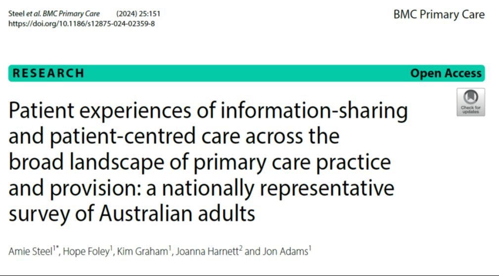 Aus health policy calls for fostering patient-centred care across #primarycare. Our research explores #patientexperience of information-sharing in primary care encounters. Findings suggest a need for improved health literacy & #patientcentredcare. ➡️ buff.ly/4duNfY8