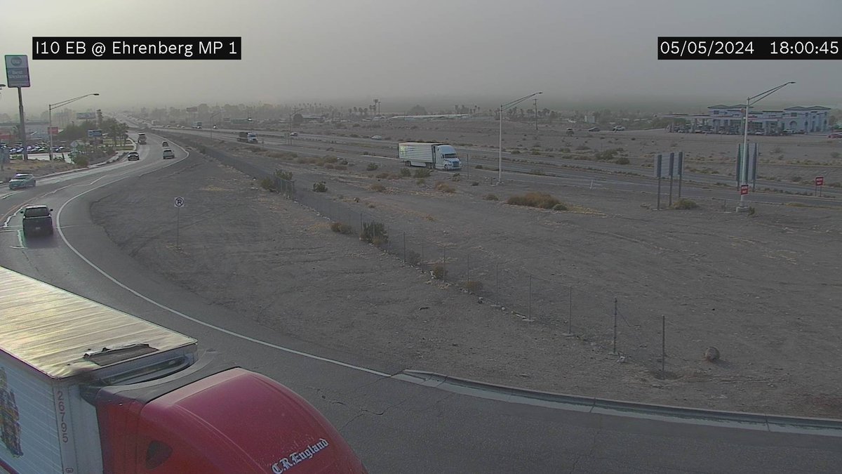If you are traveling along I-10 near the AZ-CA border at this hour, use extra caution while driving as lofted dust is being observed and is leading to reductions in visibilities. #azwx #cawx