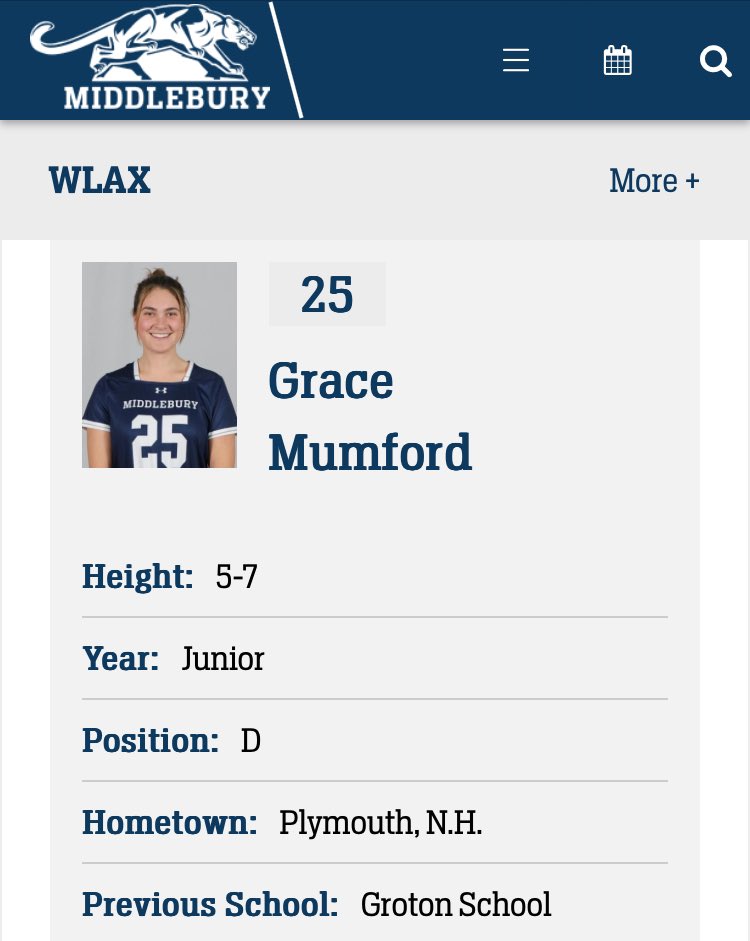 GrotonZebras: Congratulations to former Groton Zebra Grace Mumford ‘21 and @MiddAthletics Women’s Lacrosse—2024 @NESCAC Champions!