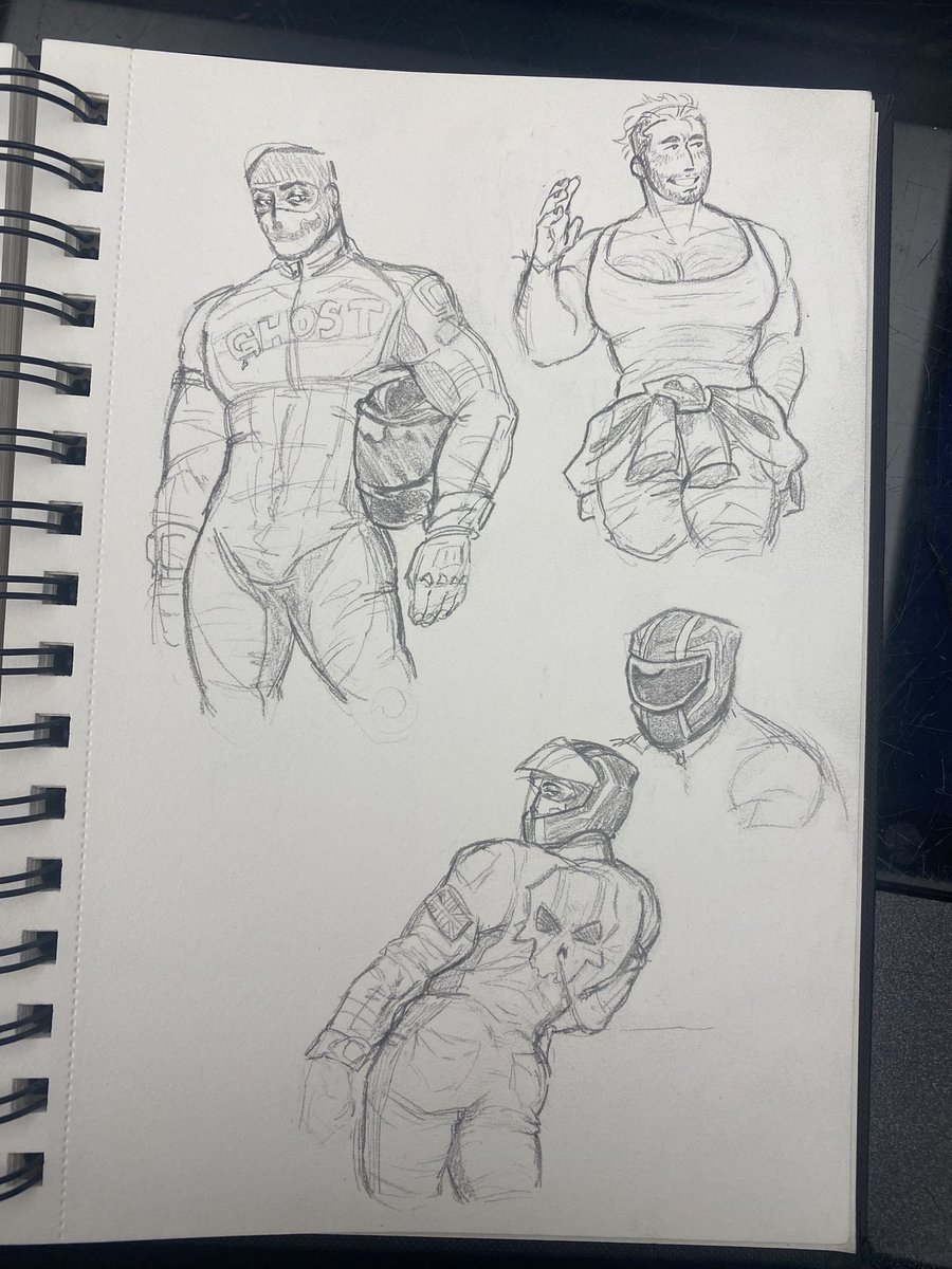 Some doodles I did in class instead of my photoshop work<3 Biker Au EATS ME. I need more fics with biker!Simon and Mech!Soap frrrrrrr #GhostSoap #soapghost