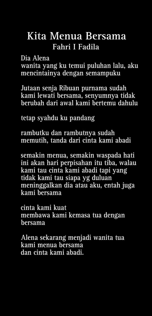 fahrinisme's tweet photo. Kita menua bersama https://t.co/ZJ4mwfIEhP