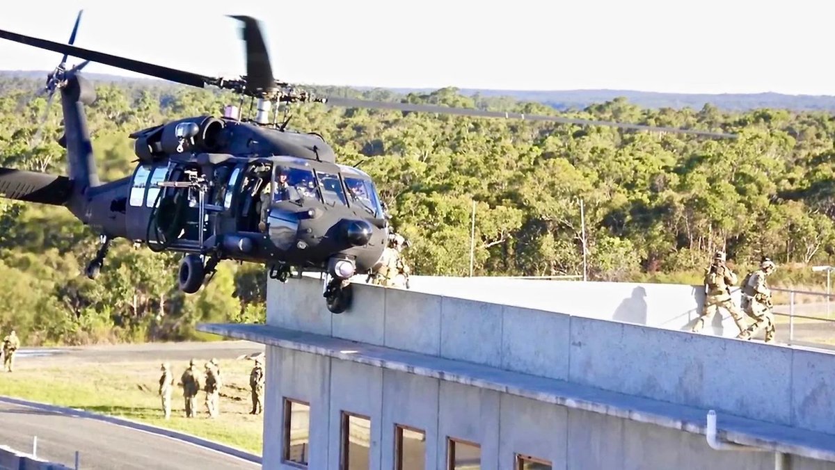An MH-60 from the 160th SOAR during a training exercise. Talk about solid! That wall's holding strong, even with a 7-ton MH-60, giving it a push!!! #avgeeks #aviation #aviationdaily #USArmy