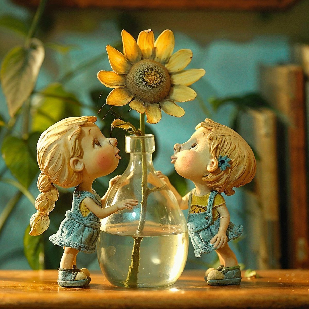 'The Little Sunflower'

Who knew sunflowers could teach life lessons? Taught my niece about nature today, and she blew the cutest kiss to our new sunflower friend! 🌻 #midjourney #ai #portrait #character #postphotography #aicinema #sunflowerkiss